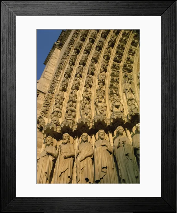 Framed Print : Doorway sculptures depicting Blessed and the Angels, Notre Dame Cathedral Framed Print : Doorway sculptures depicting Blessed and the Angels, Notre Dame Cathedral