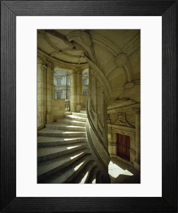 Framed Print : Staircase in the interior of the castle at Blois, Centre, France, Europe Framed Print : Staircase in the interior of the castle at Blois, Centre, France, Europe