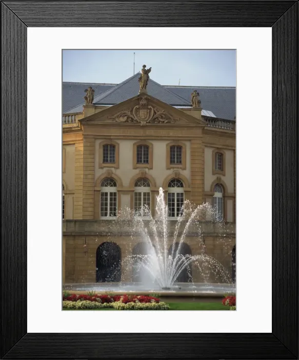 Framed Print : Fountain in the Place de la Comedie which houses oldest theatre in France Framed Print : Fountain in the Place de la Comedie which houses oldest theatre in France
