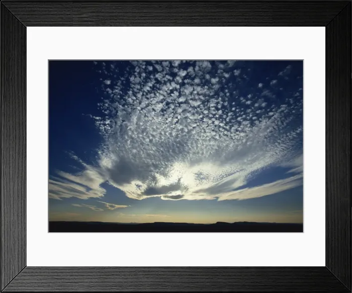 Framed Print : High cloud before sun at dusk, Provence, France, Europe Framed Print : High cloud before sun at dusk, Provence, France, Europe