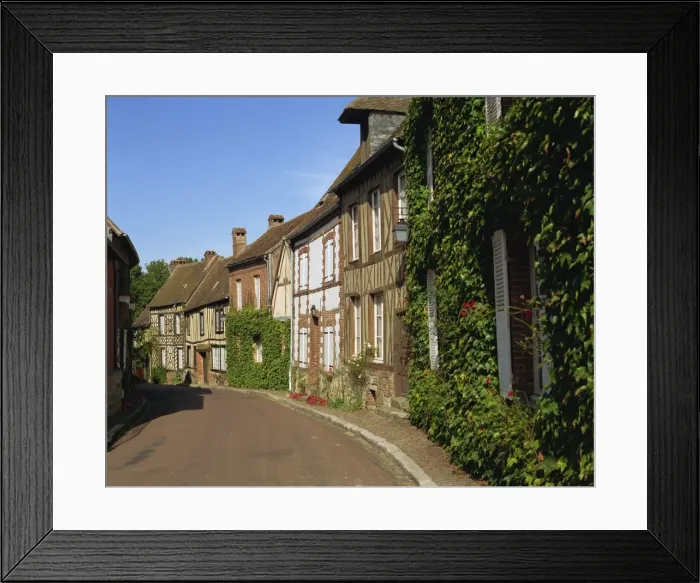 Framed Print : Houses line a quiet street at Gerberoy in Picardie, France, Europe Framed Print : Houses line a quiet street at Gerberoy in Picardie, France, Europe