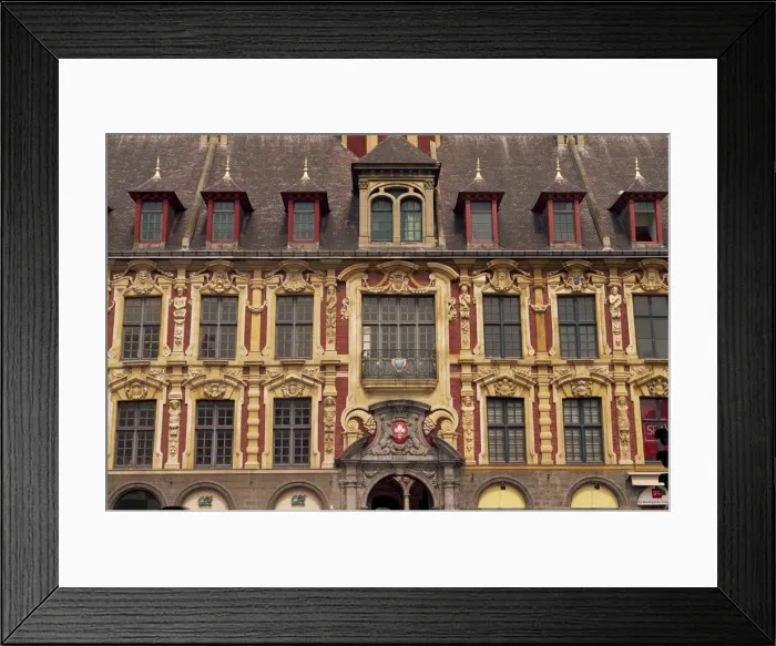 Framed Print : Detail of decorated facade and windows of the Old Exchange (Vielle Bourse) in Lille Framed Print : Detail of decorated facade and windows of the Old Exchange (Vielle Bourse) in Lille