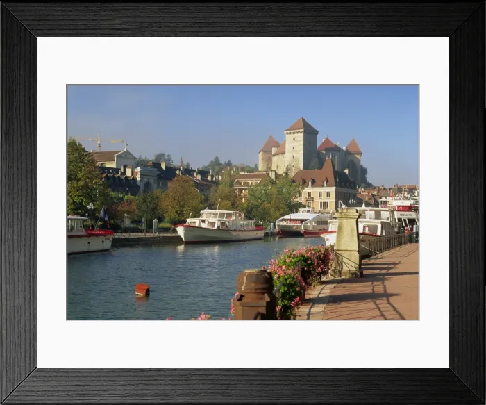 Framed Print : Boats moored along the river in the town of Annecy, Haute Savoie, Rhone Alpes Framed Print : Boats moored along the river in the town of Annecy, Haute Savoie, Rhone Alpes