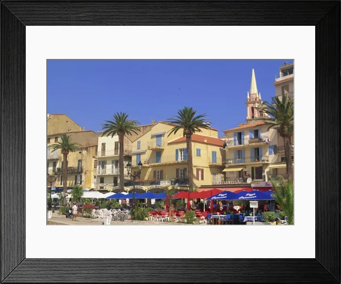 Framed Print : Outdoor restaurants, Calvi, Balagne region, Corsica, France, Europe Framed Print : Outdoor restaurants, Calvi, Balagne region, Corsica, France, Europe