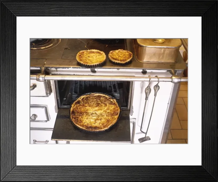 Framed Print : French onion tarts and oven, France, Europe Framed Print : French onion tarts and oven, France, Europe