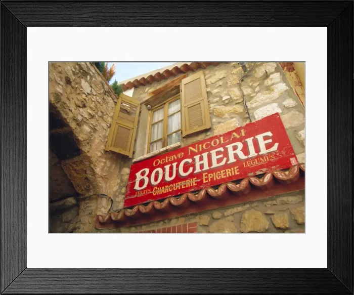Framed Print : Butchers shop sign, St. Agnes, Cote d Azur, Provence, France, Europe Framed Print : Butchers shop sign, St. Agnes, Cote d Azur, Provence, France, Europe