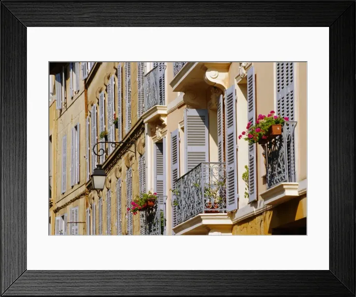 Framed Print : Shutters and balconies, Aix en Provence, Provence, France, Europe Framed Print : Shutters and balconies, Aix en Provence, Provence, France, Europe