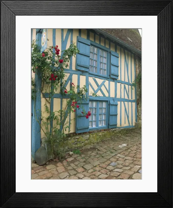 Framed Print : House with painted shutters, Gerberoy, Picardie, France, Europe Framed Print : House with painted shutters, Gerberoy, Picardie, France, Europe