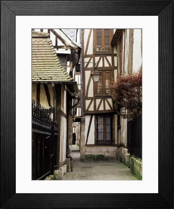 Framed Print : Timber-framed houses in a narrow alleyway, Rouen, Haute Normandie (Normandy) Framed Print : Timber-framed houses in a narrow alleyway, Rouen, Haute Normandie (Normandy)