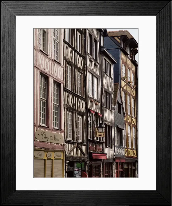Framed Print : Timber-framed houses and shops in the restored city centre, Rouen, Haute Normandie Framed Print : Timber-framed houses and shops in the restored city centre, Rouen, Haute Normandie