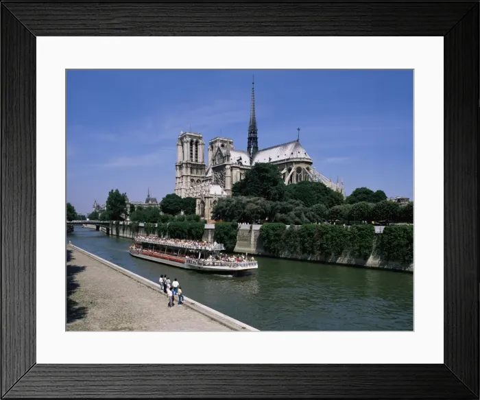 Framed Print : Notre Dame cathedral from Quai de Montebell0, Paris, France, Europe Framed Print : Notre Dame cathedral from Quai de Montebell0, Paris, France, Europe