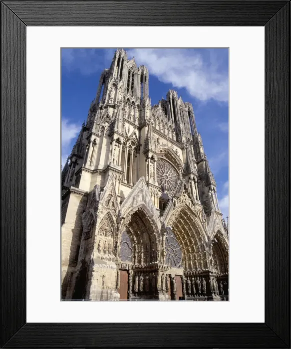 Framed Print : West front of Reims cathedral, dating from 13th and 14th centuries, UNESCO World Heritage Site