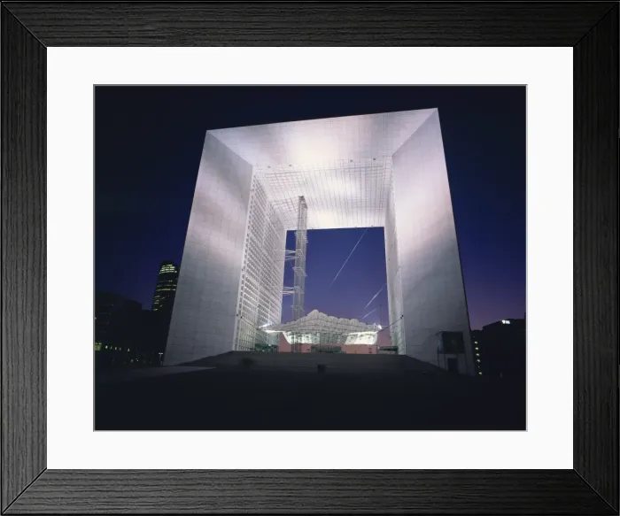 Framed Print : Exterior of La Grande Arche illuminated at night, La Defense, Paris, France, Europe Framed Print : Exterior of La Grande Arche illuminated at night, La Defense, Paris, France, Europe