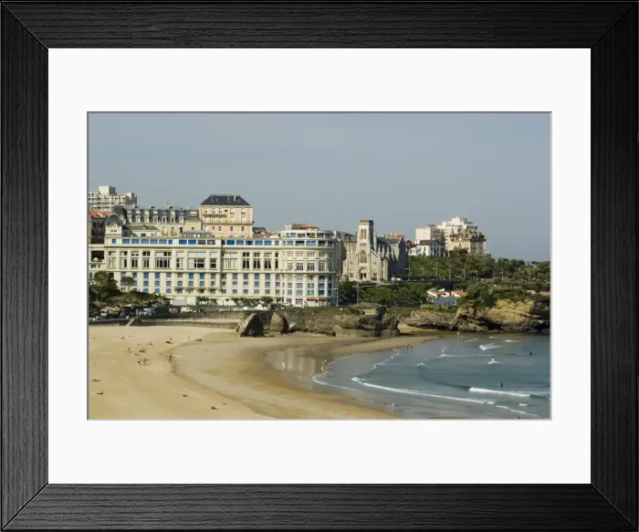 Framed Print : The beach with the congress center in the background, Biarritz, Cote Basque Framed Print : The beach with the congress center in the background, Biarritz, Cote Basque