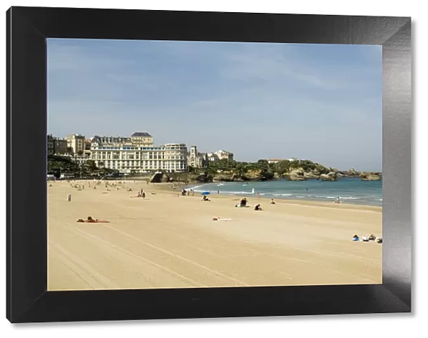 The beach with the congress center in the background, Biarritz, Cote Basque