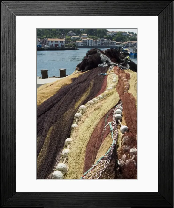 Framed Print : Fishing nets, Saint Jean de Luz (St. -Jean-de-Luz), Basque country, Pyrenees-Atlantiques Framed Print : Fishing nets, Saint Jean de Luz (St. -Jean-de-Luz), Basque country, Pyrenees-Atlantiques