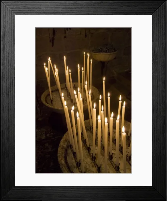 Framed Print : Candles in church, Southern France, Europe Framed Print : Candles in church, Southern France, Europe