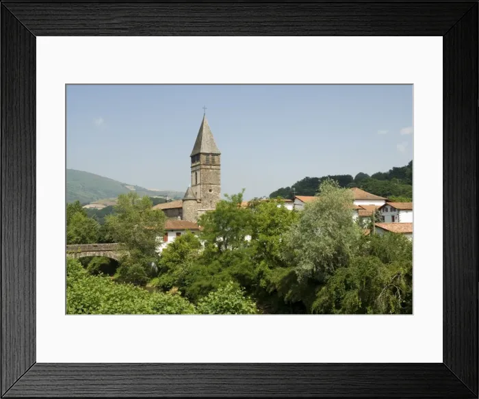 Framed Print : Old church in St. Etienne de Baigorry, Basque country, Pyrenees-Atlantiques Framed Print : Old church in St. Etienne de Baigorry, Basque country, Pyrenees-Atlantiques