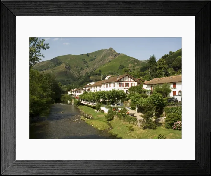 Framed Print : Hotel Arce on the River Nive, St. Etienne de Baigorry, Basque country, Pyrenees-Atlantiques Framed Print : Hotel Arce on the River Nive, St. Etienne de Baigorry, Basque country, Pyrenees-Atlantiques