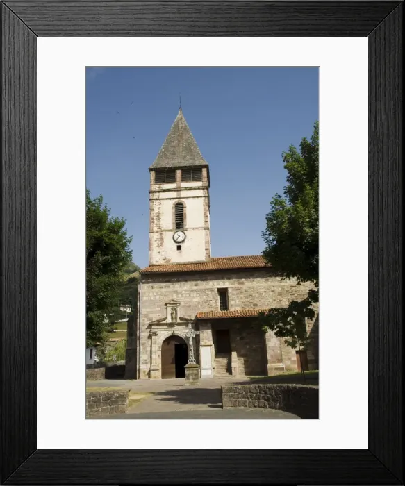 Framed Print : Old church in St. Etienne de Baigorry, Basque country, Pyrenees-Atlantiques Framed Print : Old church in St. Etienne de Baigorry, Basque country, Pyrenees-Atlantiques