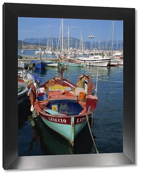 Fishing boat moored in the harbour at Ajaccio, island of Corsica, France