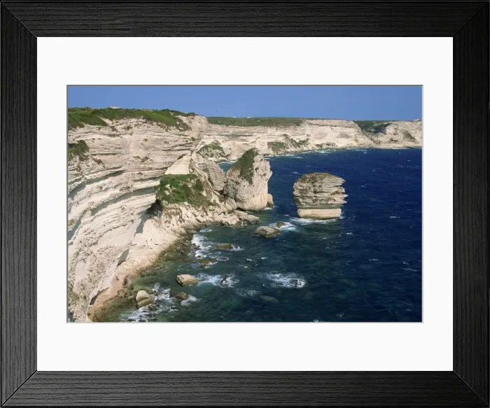 Framed Print : Limestone cliffs on the coastline near Bonifacio, island of Corsica, France Framed Print : Limestone cliffs on the coastline near Bonifacio, island of Corsica, France