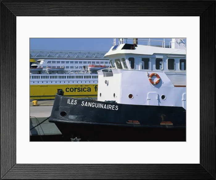 Framed Print : Passenger ferries, Ajaccio, island of Corsica, France, Mediterranean, Europe
