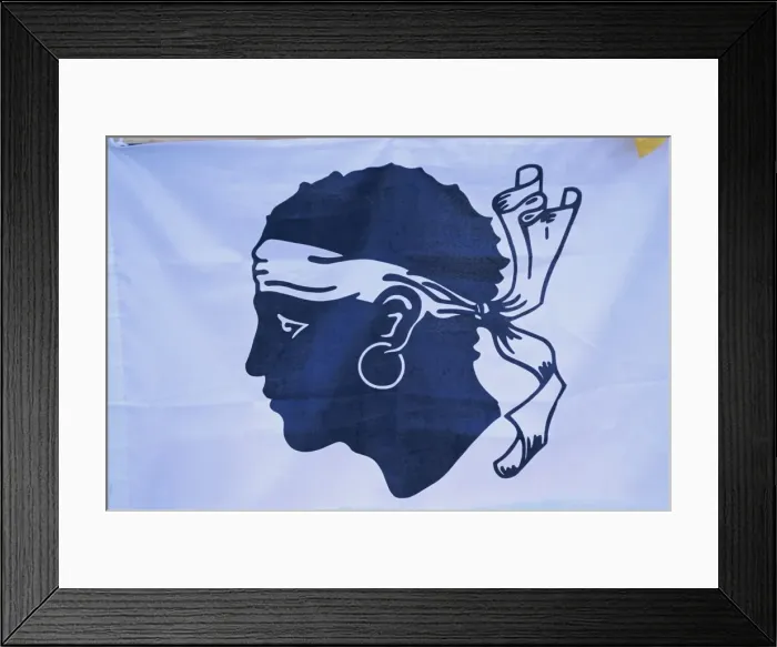 Framed Print : Detail of a Corsican flag, Ajaccio, island of Corsica, France, Europe