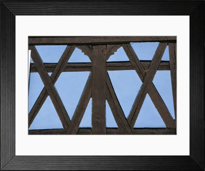 Framed Print : Detail of exterior wall of half timbered house showing pattern of beams Framed Print : Detail of exterior wall of half timbered house showing pattern of beams