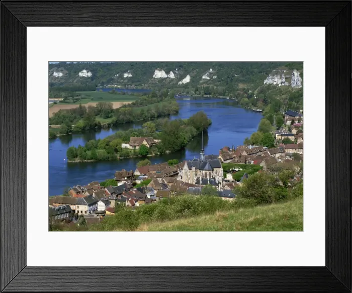 Framed Print : The town and church of Petit Andely part of Les Andelys on the River Seine in Haute Normandie Framed Print : The town and church of Petit Andely part of Les Andelys on the River Seine in Haute Normandie