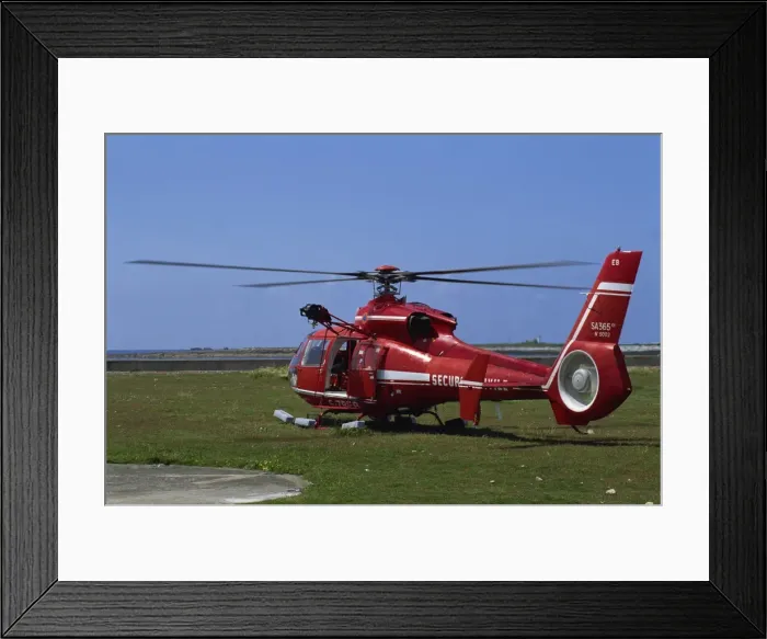 Framed Print : Red security helicopter on the ground carrying a wounded person, on Sein island Framed Print : Red security helicopter on the ground carrying a wounded person, on Sein island
