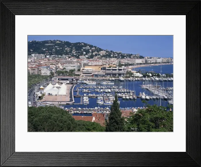 Framed Print : Aerial view over Le Suquet and boats in the harbour, old town, Cannes, Alpes Maritimes Framed Print : Aerial view over Le Suquet and boats in the harbour, old town, Cannes, Alpes Maritimes