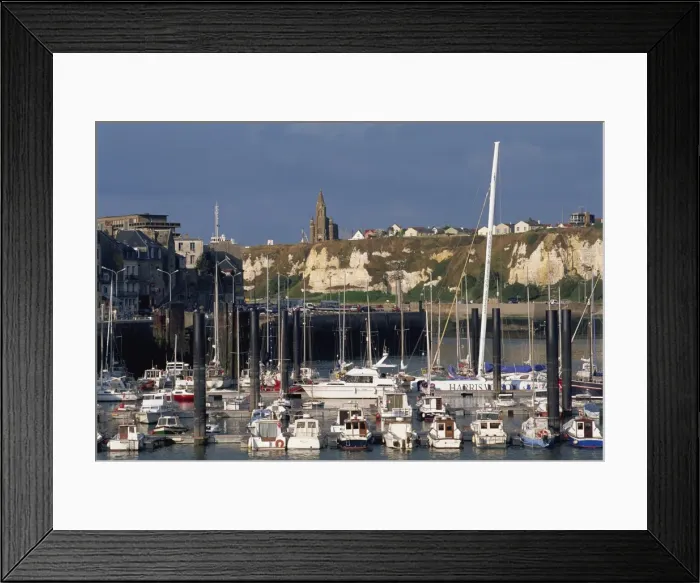 Framed Print : Boats and yachts in the harbour and cliffs beyond, Dieppe, Haute Normandie (Normandy) Framed Print : Boats and yachts in the harbour and cliffs beyond, Dieppe, Haute Normandie (Normandy)