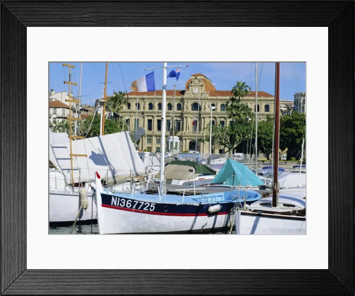 Framed Print : Harbour and town hall, Cannes, Cote d Azur, Alpes-Maritimes, Provence, France Framed Print : Harbour and town hall, Cannes, Cote d Azur, Alpes-Maritimes, Provence, France