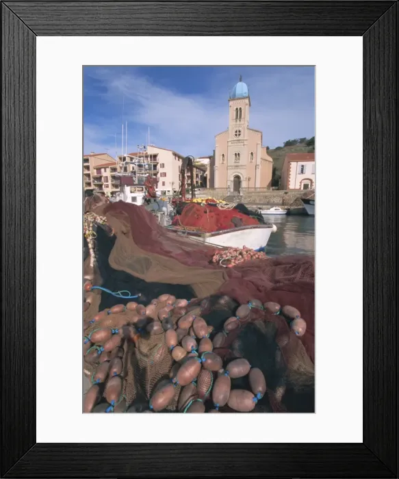 Framed Print : Fishing boats, Port Vendres, Roussillon, France, Europe