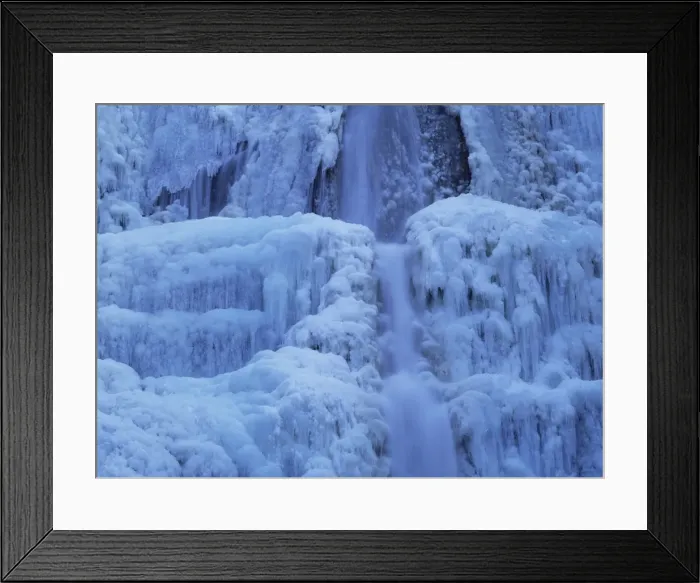 Framed Print : Waterfall iced over in winter in Franche-Comte, France, Europe Framed Print : Waterfall iced over in winter in Franche-Comte, France, Europe
