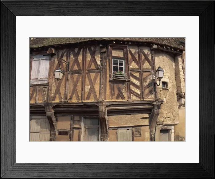 Framed Print : Detail of the exterior of a timber framed house in the village of Cravant Framed Print : Detail of the exterior of a timber framed house in the village of Cravant