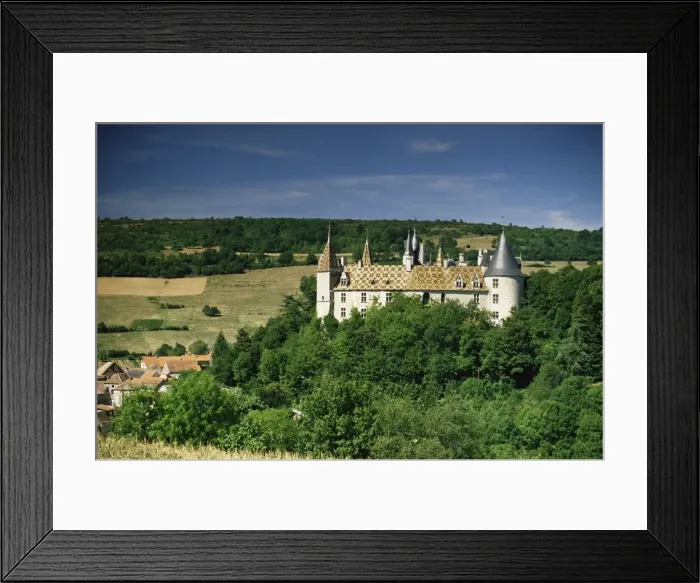 Framed Print : Chateau of La Rochepot, with gilded roof, near Beaune, Cote d Or, Burgundy Framed Print : Chateau of La Rochepot, with gilded roof, near Beaune, Cote d Or, Burgundy