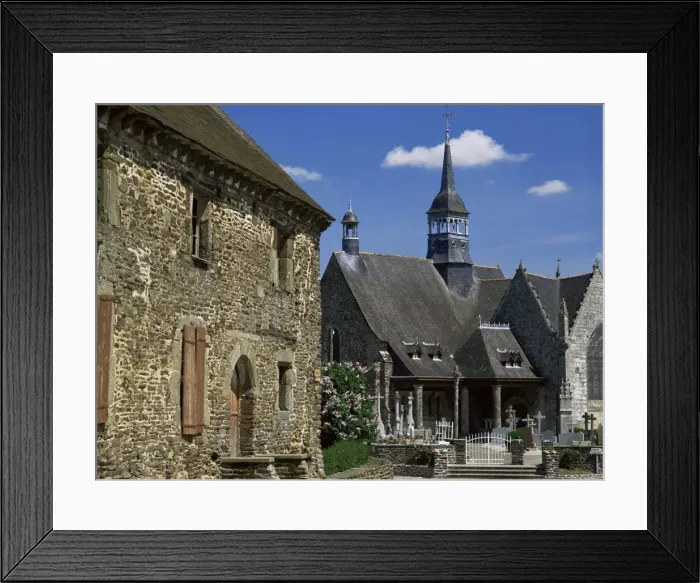 Framed Print : Village houses and church, St. Lery, Morbihan, Brittany, France, Europe Framed Print : Village houses and church, St. Lery, Morbihan, Brittany, France, Europe