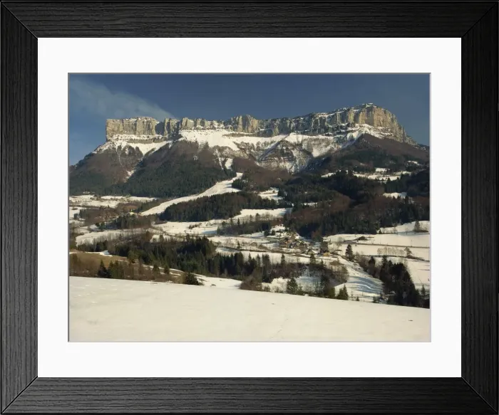 Framed Print : Winter landscape with snow and mountains in the Chartreuse near Chambery Framed Print : Winter landscape with snow and mountains in the Chartreuse near Chambery
