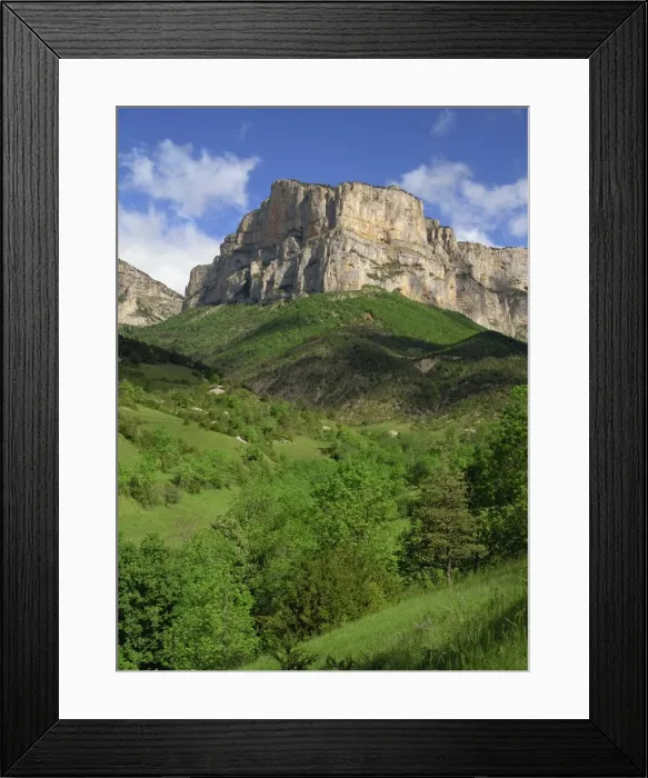 Framed Print : Landscape of trees and mountains in the Cirque d Archiane near Die in the Drome Framed Print : Landscape of trees and mountains in the Cirque d Archiane near Die in the Drome
