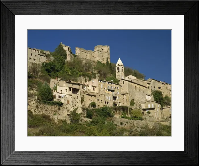 Framed Print : Houses, church and old walls at Montbrun les Bains in Drome, Rhone-Alpes, France, Europe Framed Print : Houses, church and old walls at Montbrun les Bains in Drome, Rhone-Alpes, France, Europe