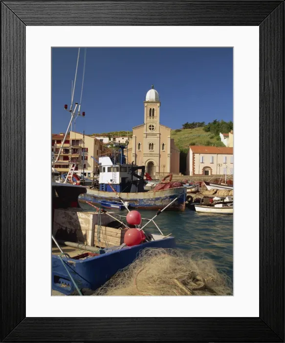 Framed Print : Fishing boats in the harbour of Port Vendres in Languedoc Roussillon, France, Europe Framed Print : Fishing boats in the harbour of Port Vendres in Languedoc Roussillon, France, Europe