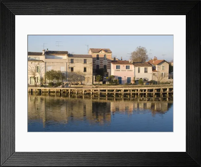 Framed Print : Riverside, Aigues-Mortes, Languedoc, France, Europe Framed Print : Riverside, Aigues-Mortes, Languedoc, France, Europe