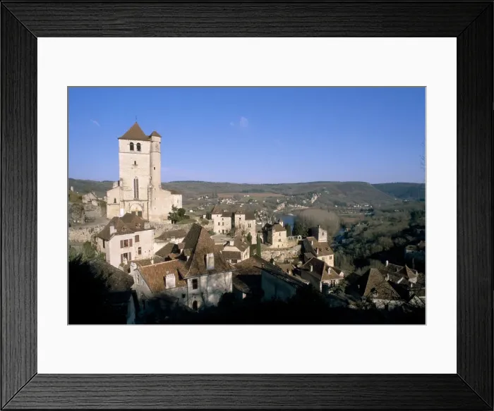 Framed Print : Village of St. - Cirq-Lapopie on a rock above Lot river, Quercy region, Lot Framed Print : Village of St. - Cirq-Lapopie on a rock above Lot river, Quercy region, Lot