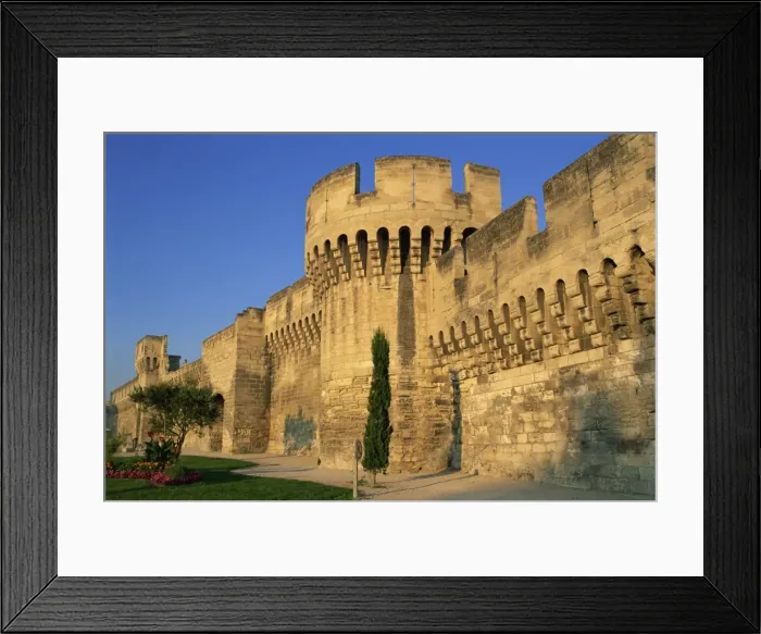 Framed Print : Exterior view of the ramparts (battlements), city walls, Avignon, Vaucluse
