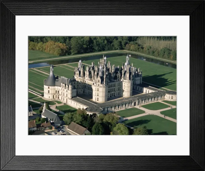 Framed Print : Aerial view of the Chateau of Chambord, UNESCO World Heritage Site, Loir et Cher Framed Print : Aerial view of the Chateau of Chambord, UNESCO World Heritage Site, Loir et Cher