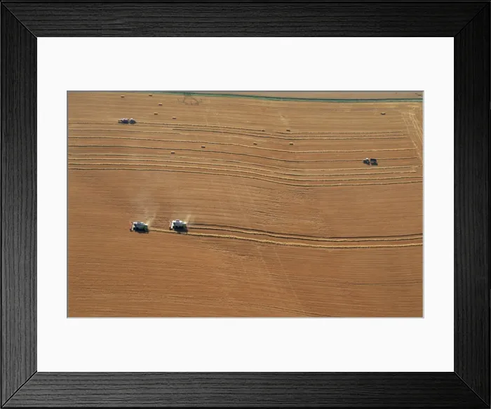 Framed Print : Aerial view of harvesters, Commercy Region, Meuse, Lorraine, France, Europe Framed Print : Aerial view of harvesters, Commercy Region, Meuse, Lorraine, France, Europe