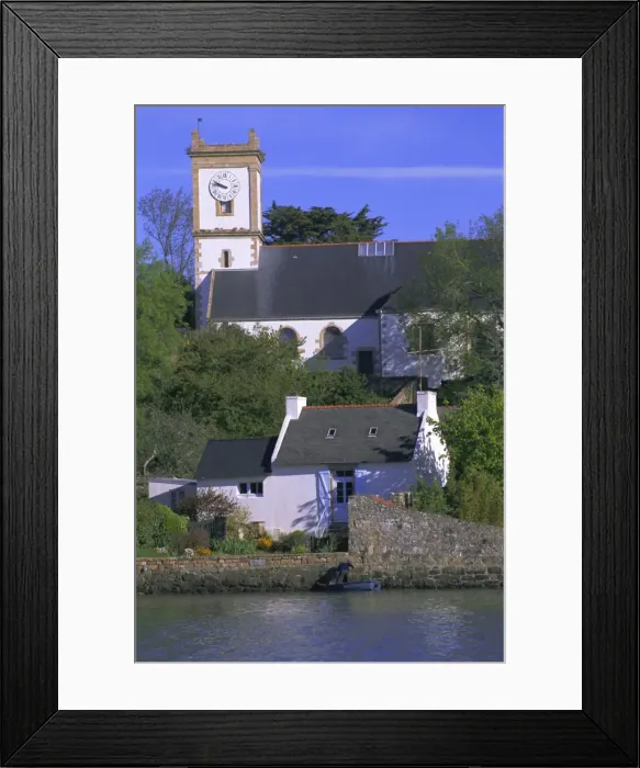 Framed Print : Church and cottage, Bourg de Locmiquel, Ile-aux-Moines, Golfe du Morbihan Framed Print : Church and cottage, Bourg de Locmiquel, Ile-aux-Moines, Golfe du Morbihan