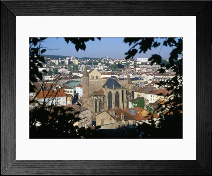 Framed Print : View from castle garden of the Saint Maurice basilica in town of Epinal Framed Print : View from castle garden of the Saint Maurice basilica in town of Epinal
